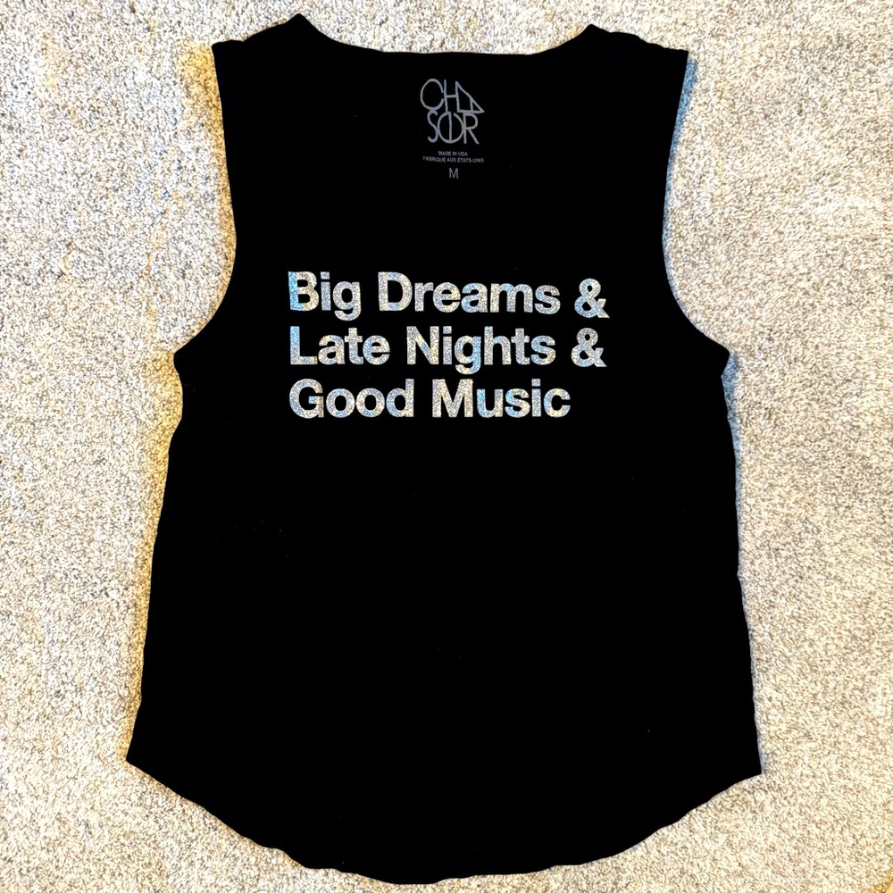 M - Chaser “good music” glitter tank